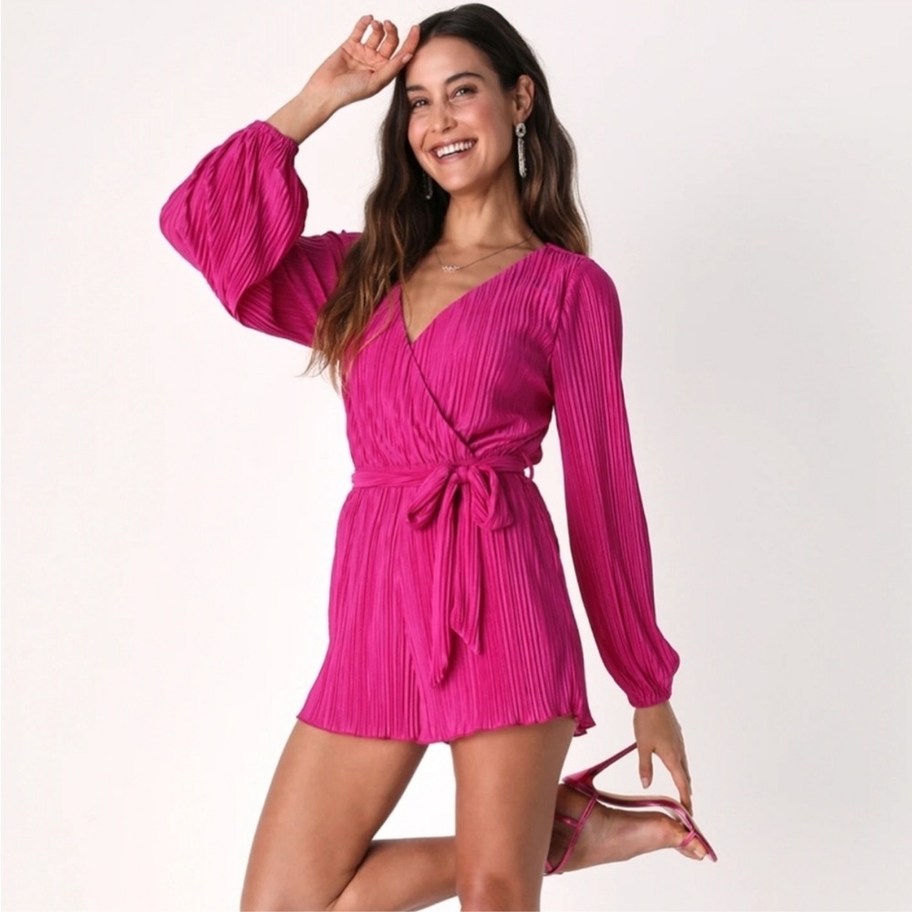 Lulu's Pink Long Sleeve Romper